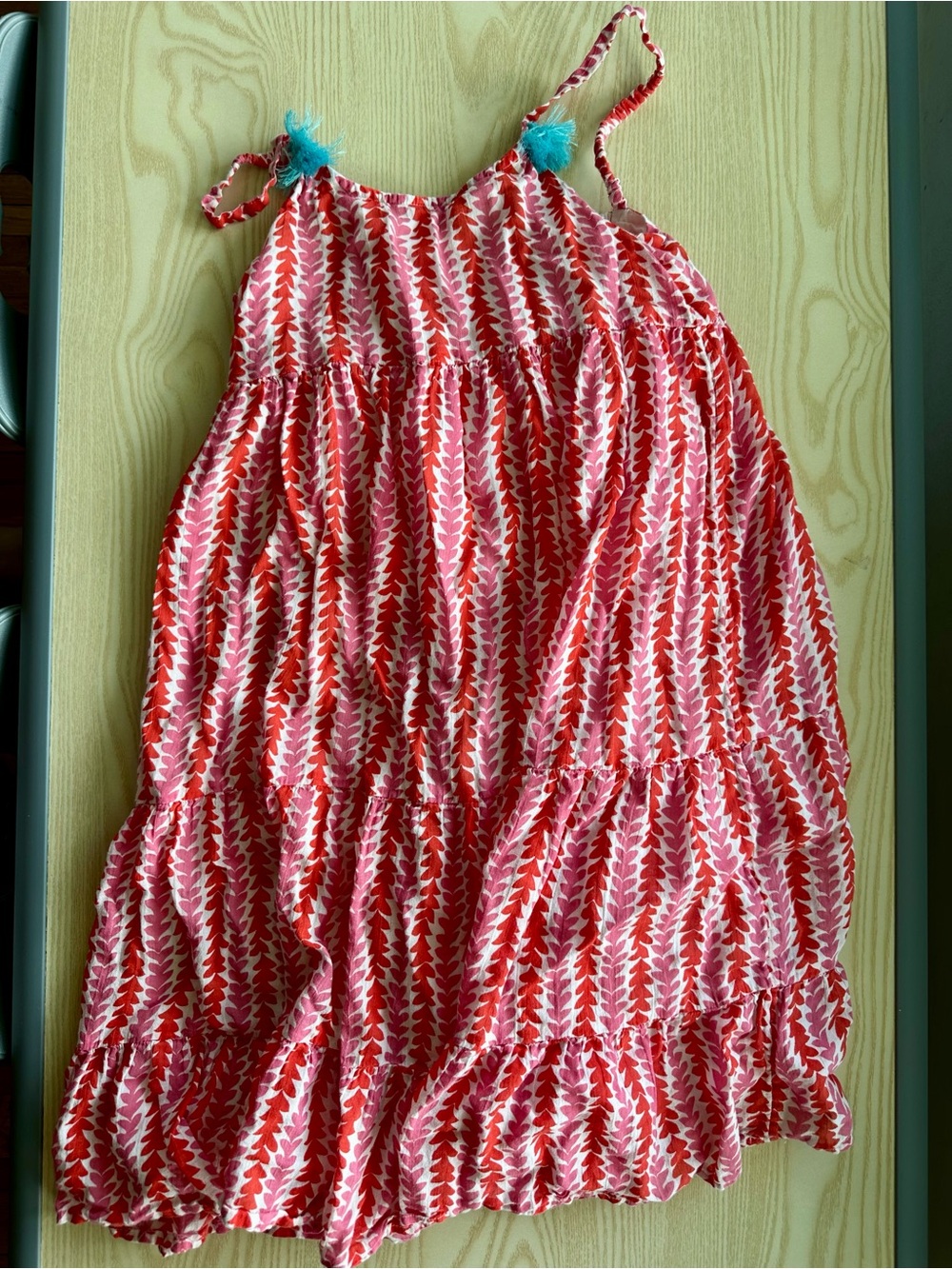 Boden Red & Pink Printed Tiered Skater Skirt